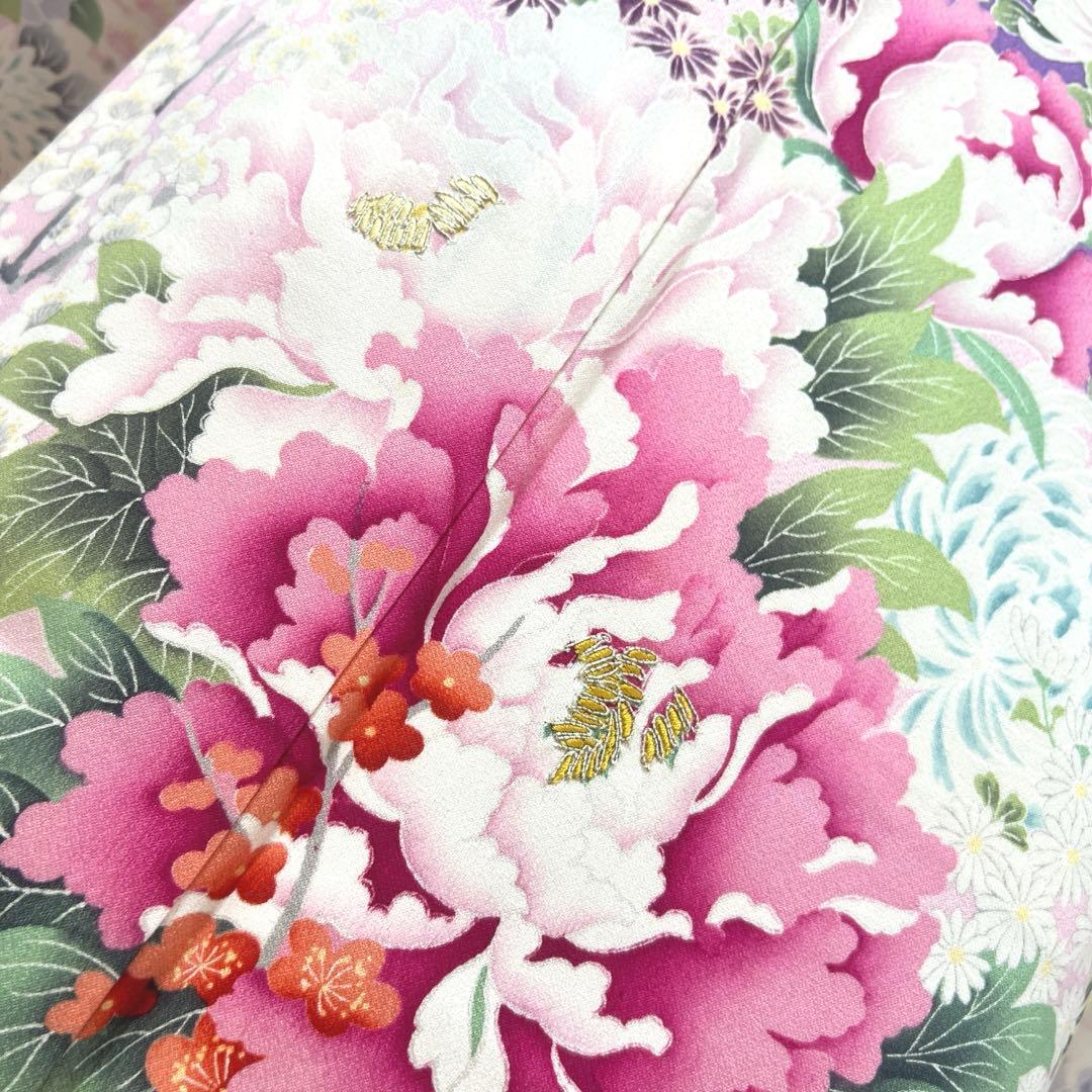 473 振袖フルセット 正絹 薄紫 桃 ピンク 金彩 駒刺繍 暈し染め お上品