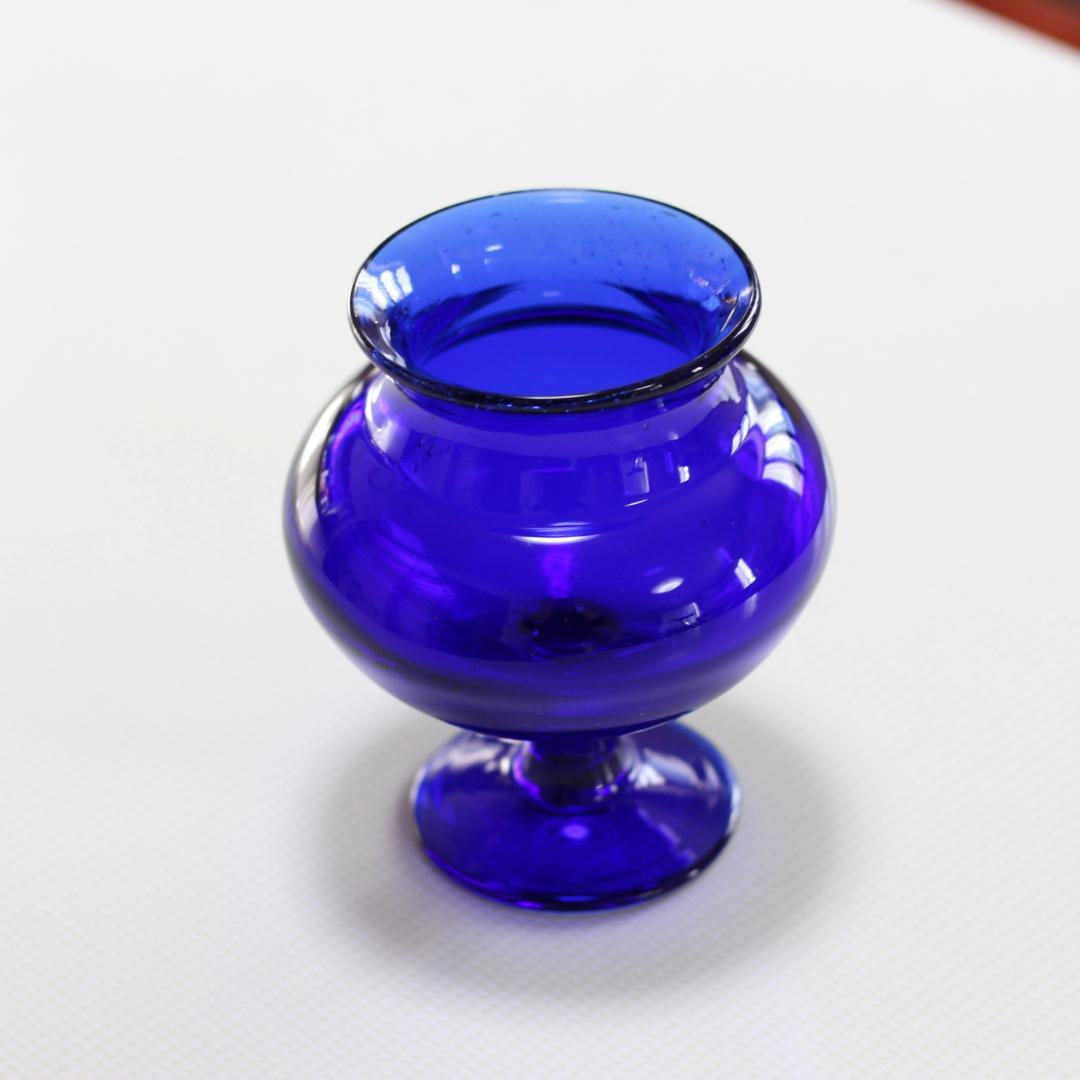 【貴重・サイン入り】エリックホグラン　Erik Hoglund　ブルー 花器花瓶