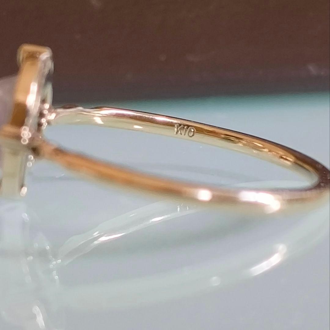 ①　リング　agete　K10 ゴールド　限定　鳥　ローズクォーツ　 13号