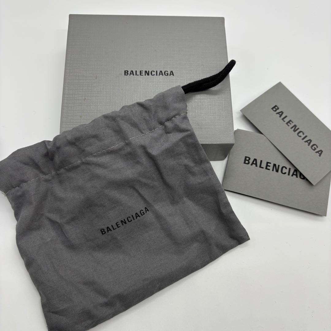 【美品】バレンシアガ キーケース 6連 エブリデイ シボ革 ロゴ 黒