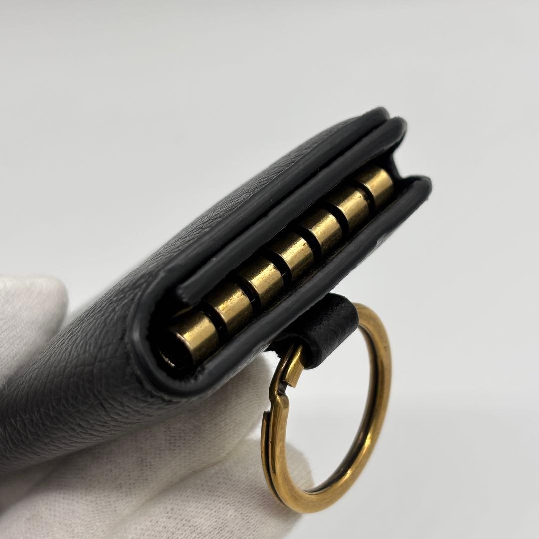 【美品】バレンシアガ キーケース 6連 エブリデイ シボ革 ロゴ 黒