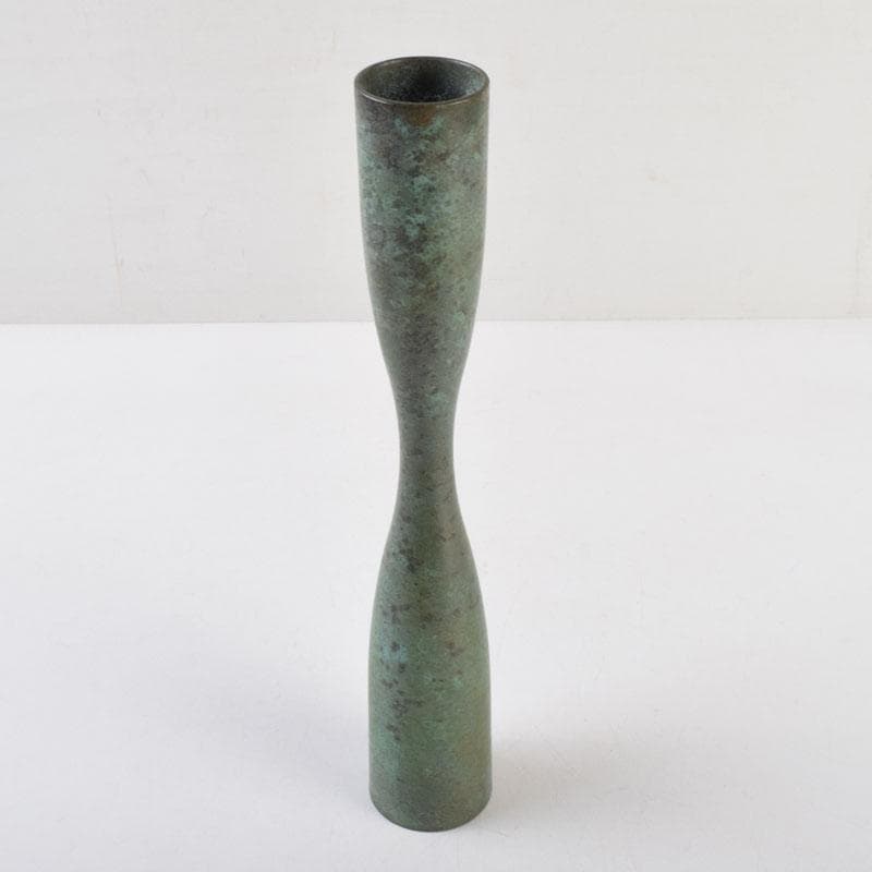 はな　茶道具　唐銅風炉師　藤井宗喜作　青銅　杵形花入　共箱　C　9203