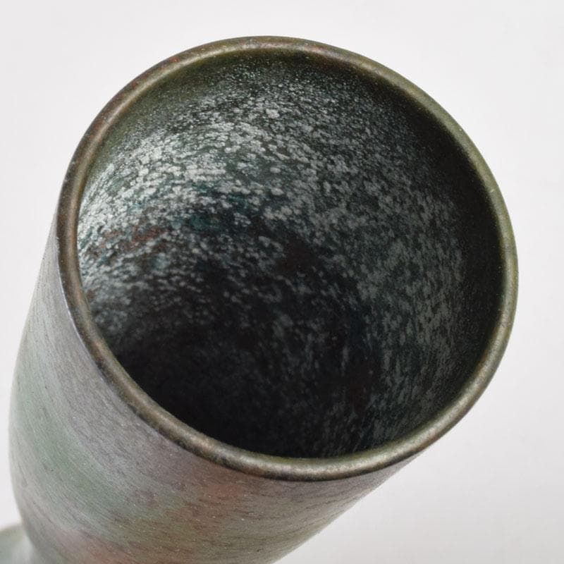 はな　茶道具　唐銅風炉師　藤井宗喜作　青銅　杵形花入　共箱　C　9203