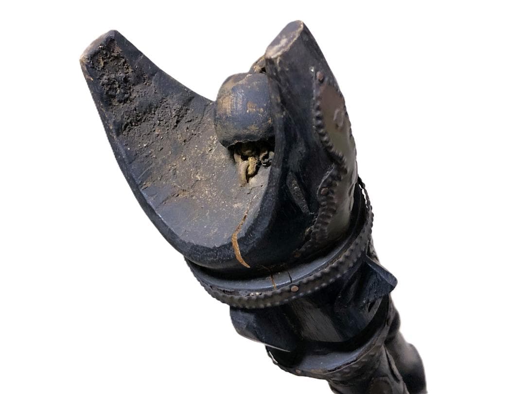 【 木製彫金儀式杖 】　インディオ（南米先住）　マプチェ/ケマムル