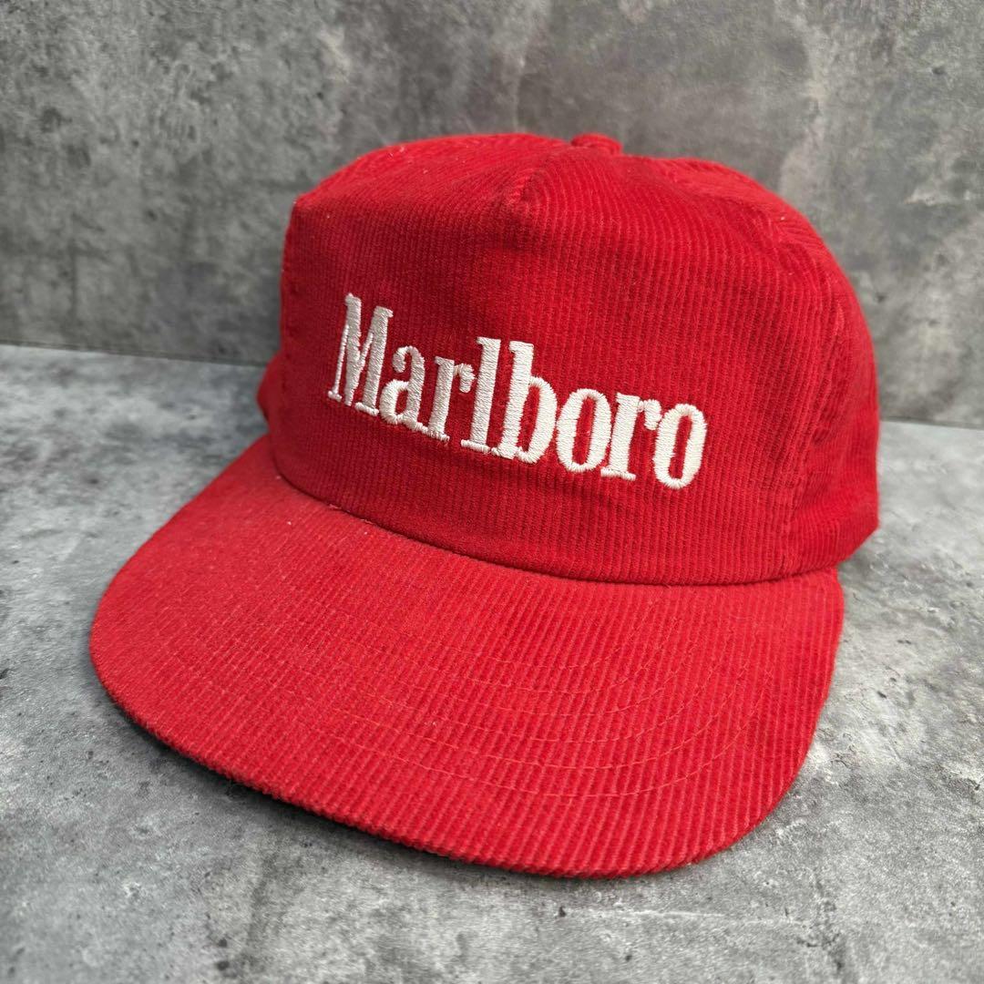 80s USA製　Marlboro コーデュロイキャップ 赤