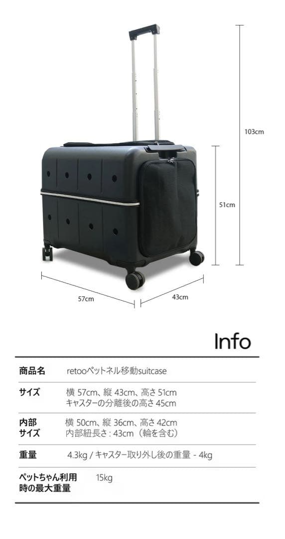 新品・未使用retooペット キャリー バッグ かばん 15kg小型犬 中型犬