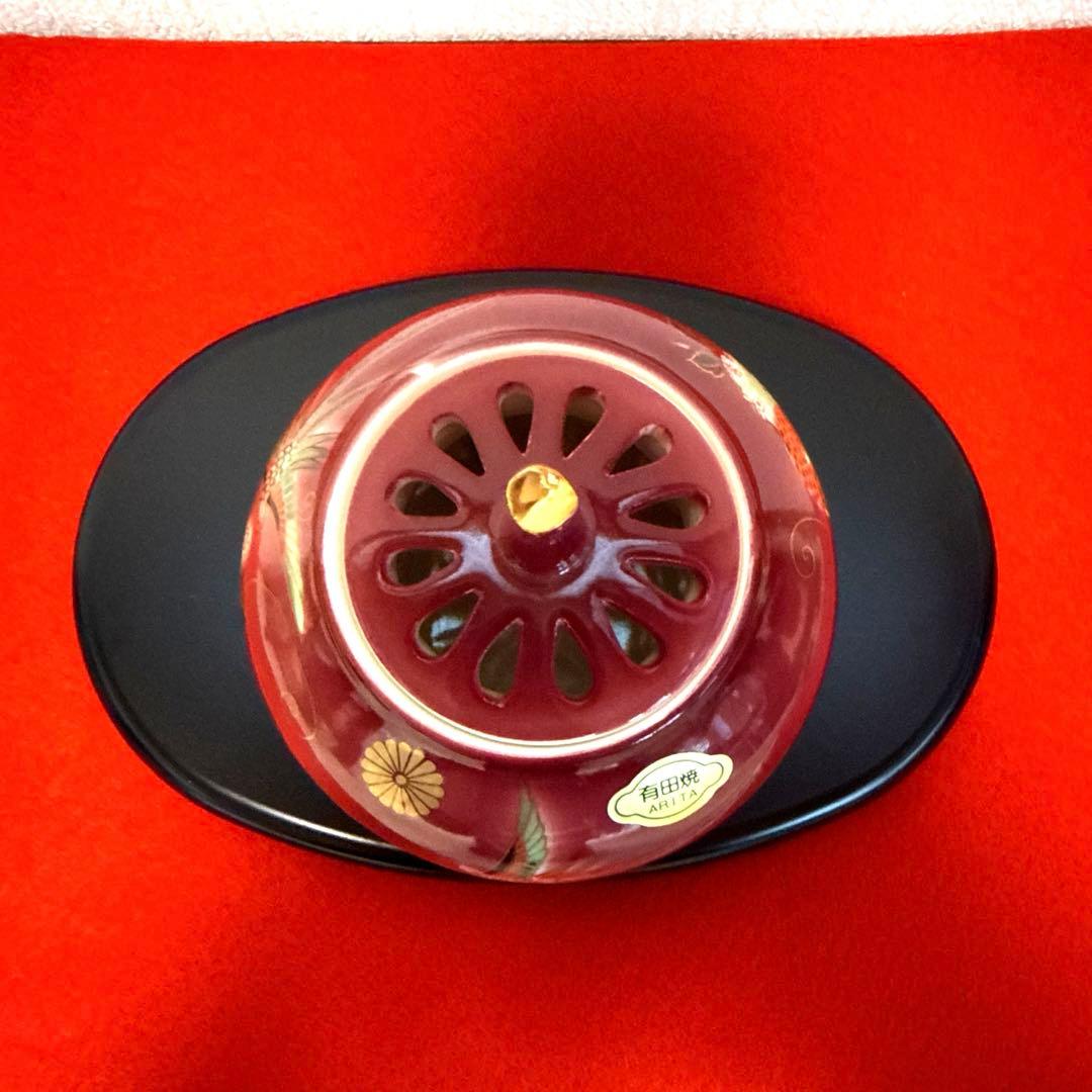 最終値下げ★【新品】有田焼　香炉　弥左エ門作『平安雅　なつめ香炉』　台・木箱付き