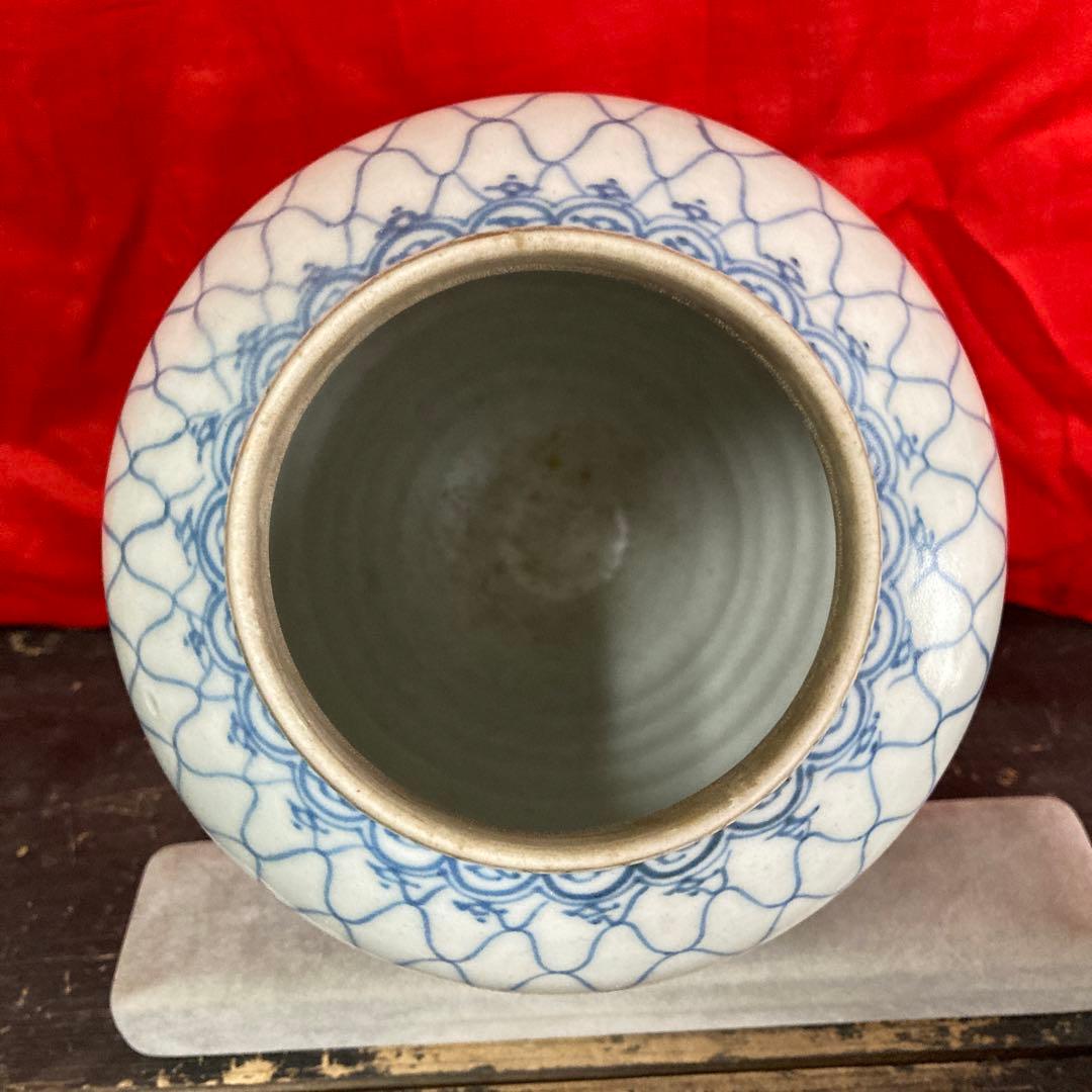 古伊万里　染付　壺　網目文