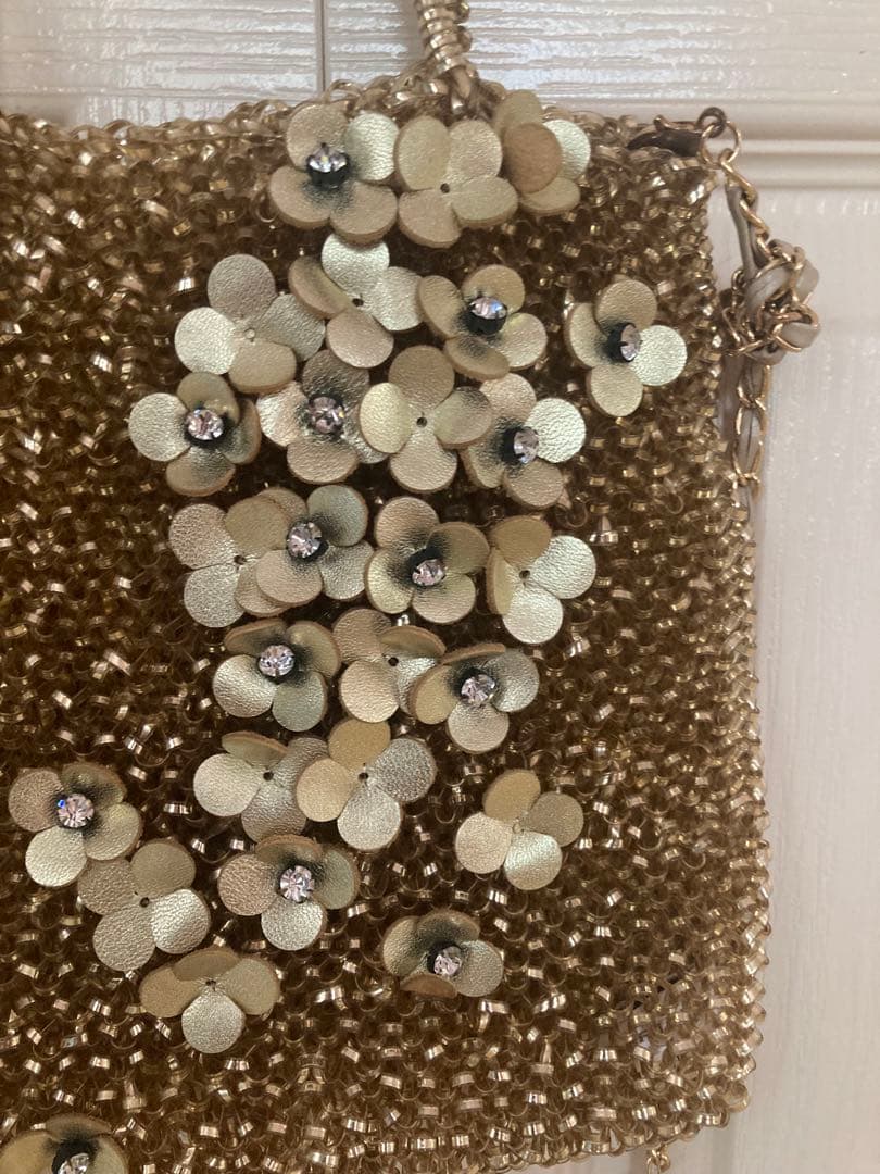 2way ANTEPRIMA ゴールド フラワーモチーフ パーティーバッグ