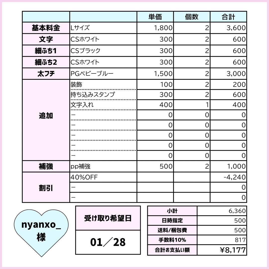 nyanxo_ページ♡0128ネームボード うちわ文字 連結文字 オーダー