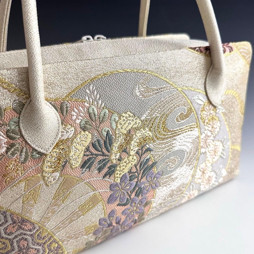 新品未使用 ！！特別セール！！京都 西陣 正絹 帯使用 利休バッグ　25119