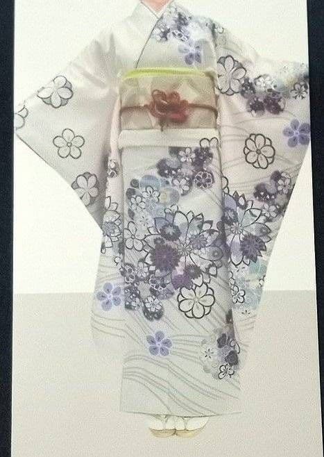 振袖 単品 HL 絵羽柄 ポリエステル　ダスティーカラー