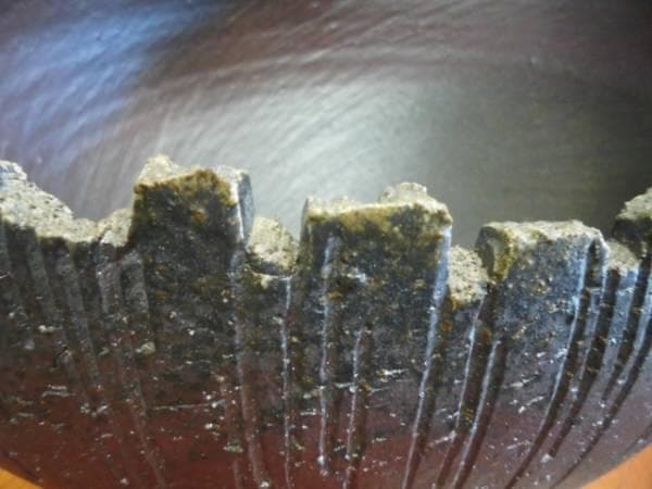 備前焼作家・大谷敬二郎作　浅切広口花器/大作