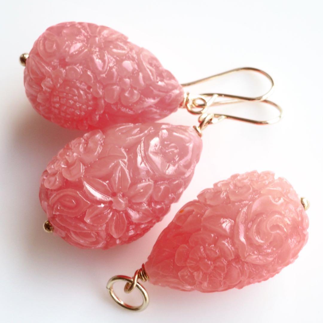 【ほぅ】＊SALE＊彫刻ドロップシェル大粒イヤリング