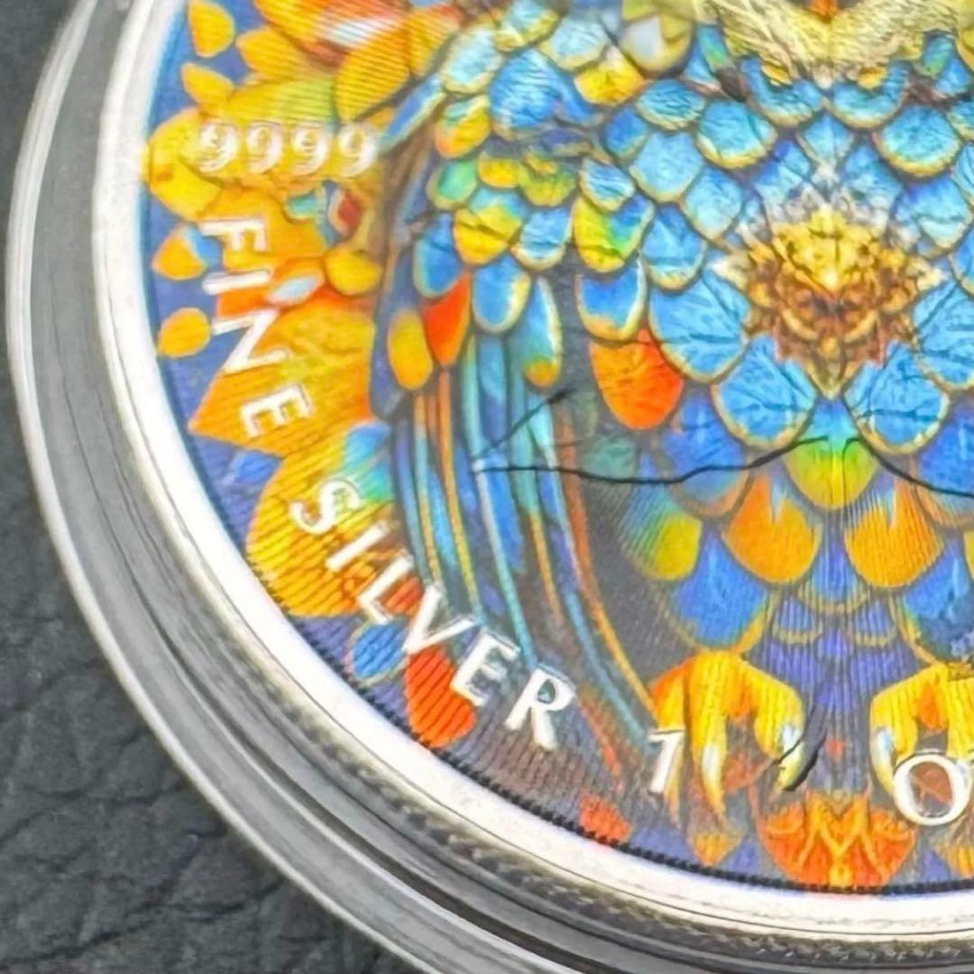 メイプルリーフ 銀貨 カラー マンダラフクロウ 曼荼羅梟 1オンス 1oz