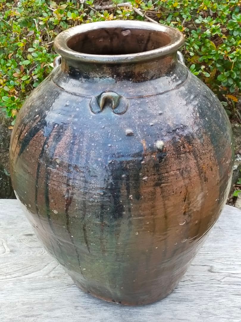 ♥古瀬戸　三耳壺　壷　４７３ｍｍ　花瓶　骨董　古玩　中国