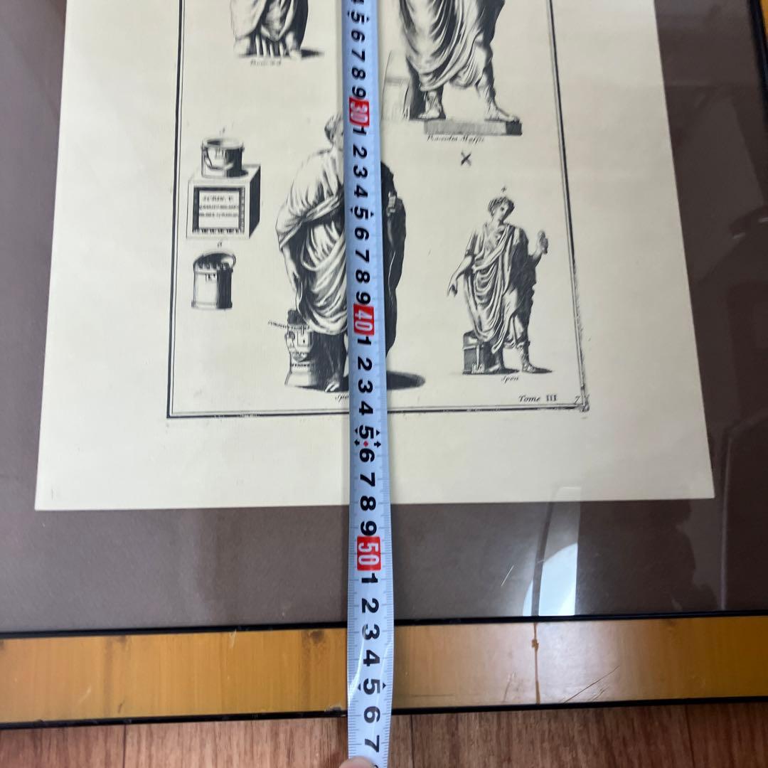 アンティーク　フランス銅版画　ローマ人の服　特大サイズ　額
