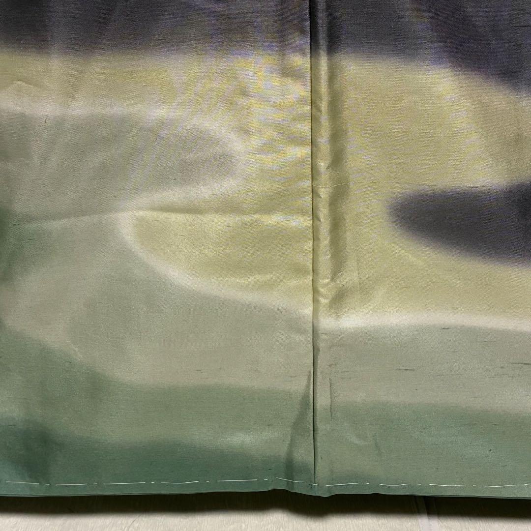 D37 訪問着 白山紬 落款入 流水 正絹 着物 袷 しつけ糸未使用極美品