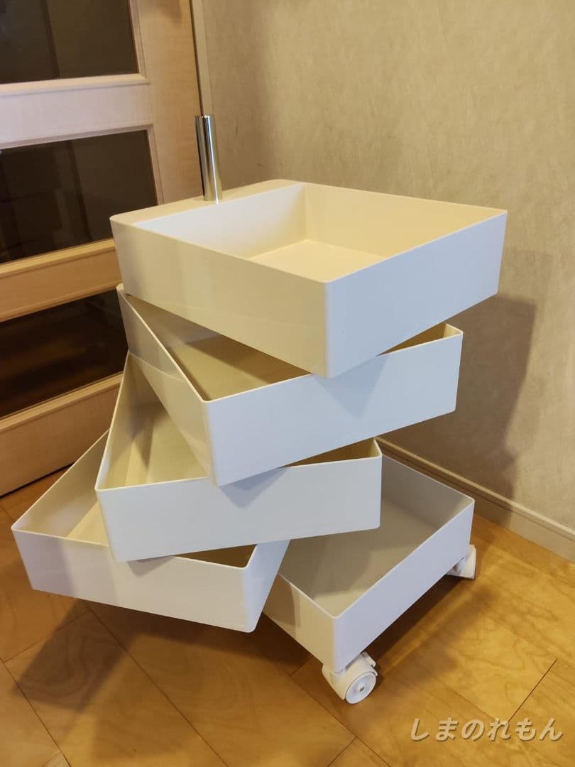 5 層回転収納カート ロック付きキャスター 取り外し可能トレイ付き