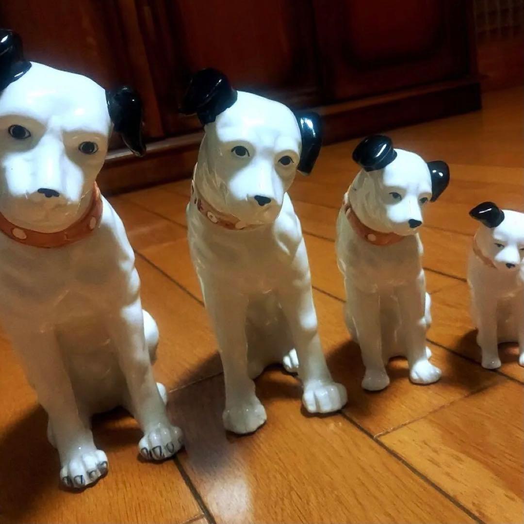 昭和レトロ　ビクター犬　ニッパー君　Victor　陶器　置物　4体