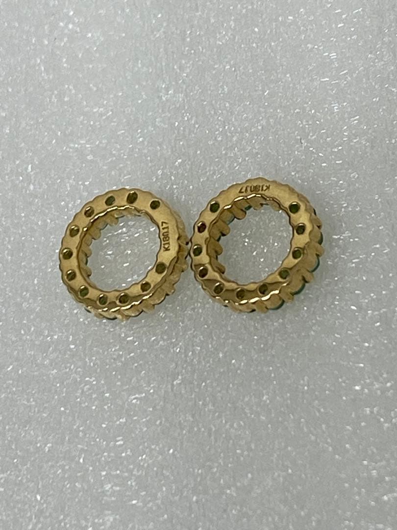 3-2523 K18 グリーンストーン（エメラルド？）　ペンダントトップ（2個）