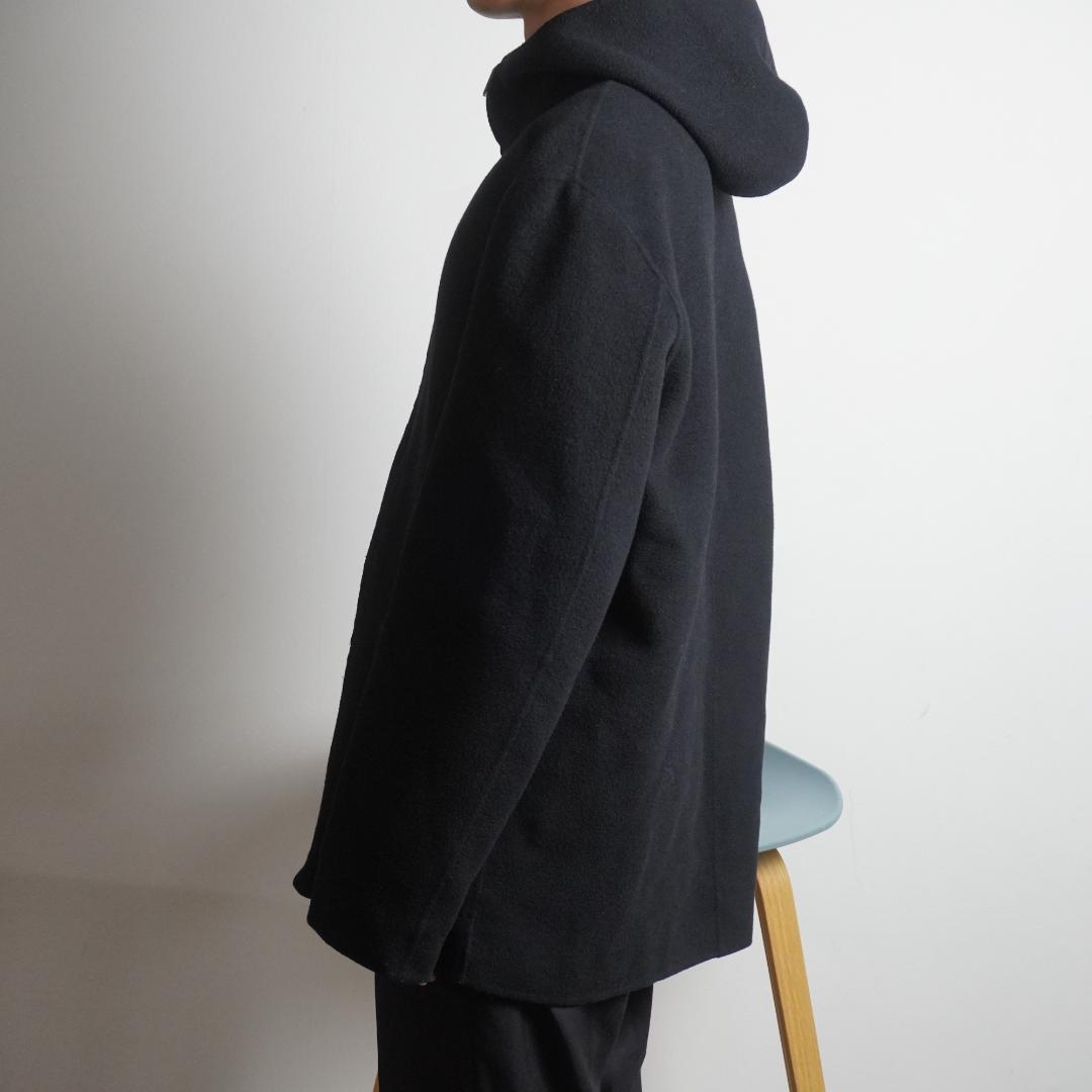 DONNA KARAN フードウールジャケット コート ブラック/CZ178