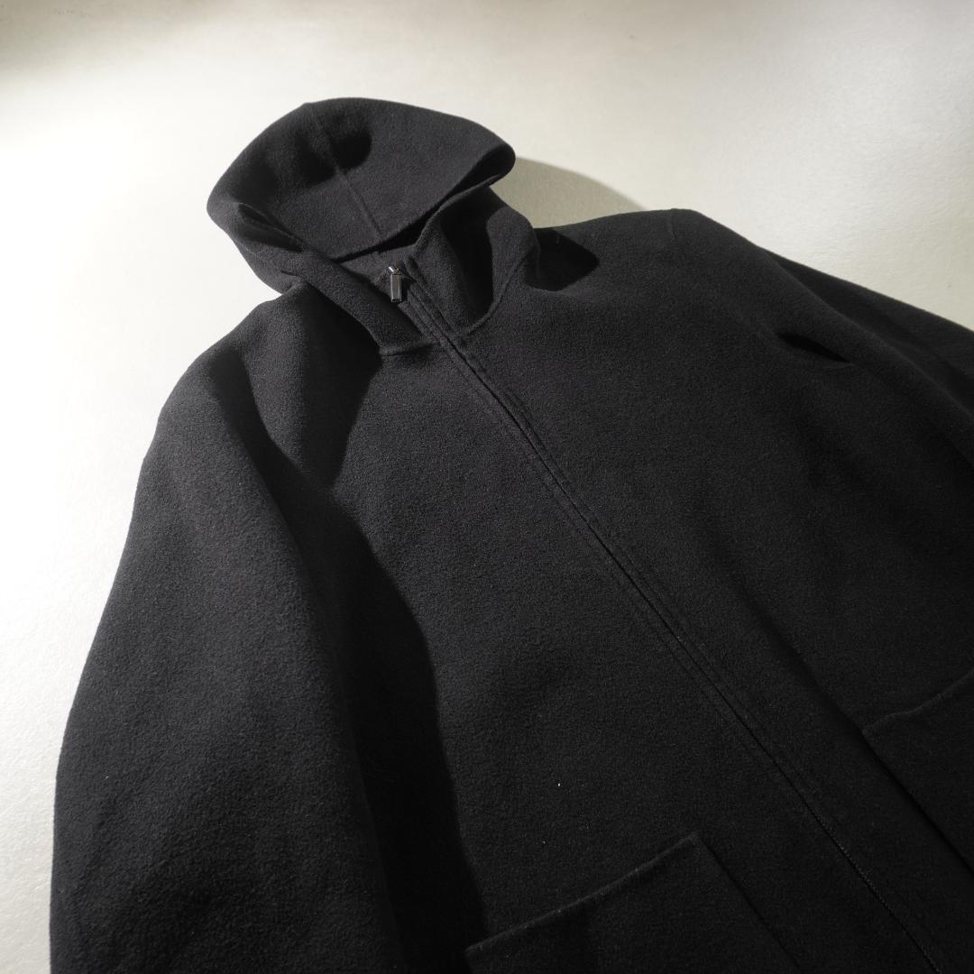 DONNA KARAN フードウールジャケット コート ブラック/CZ178