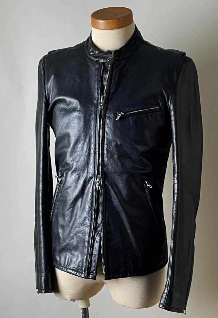 ★09AW 美品 LITHIUM HOMME シングル レザー ライダース 46