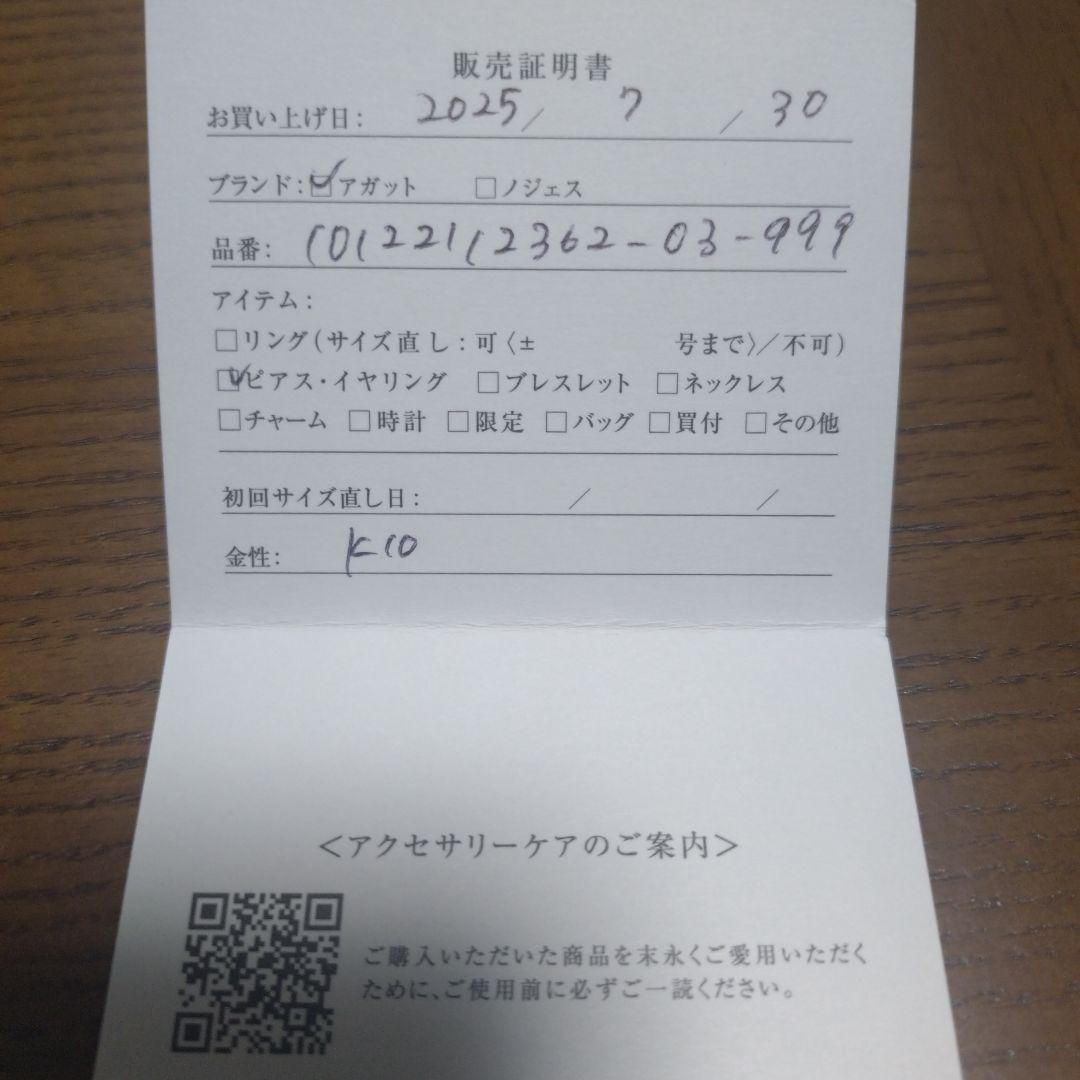 agate K10 フープピアス マット仕上げ