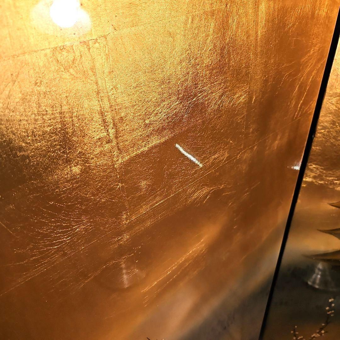 金箔 漆塗り ヴィンテージ屏風 衝立 パーテーション 縁起物 風水 金運アップ