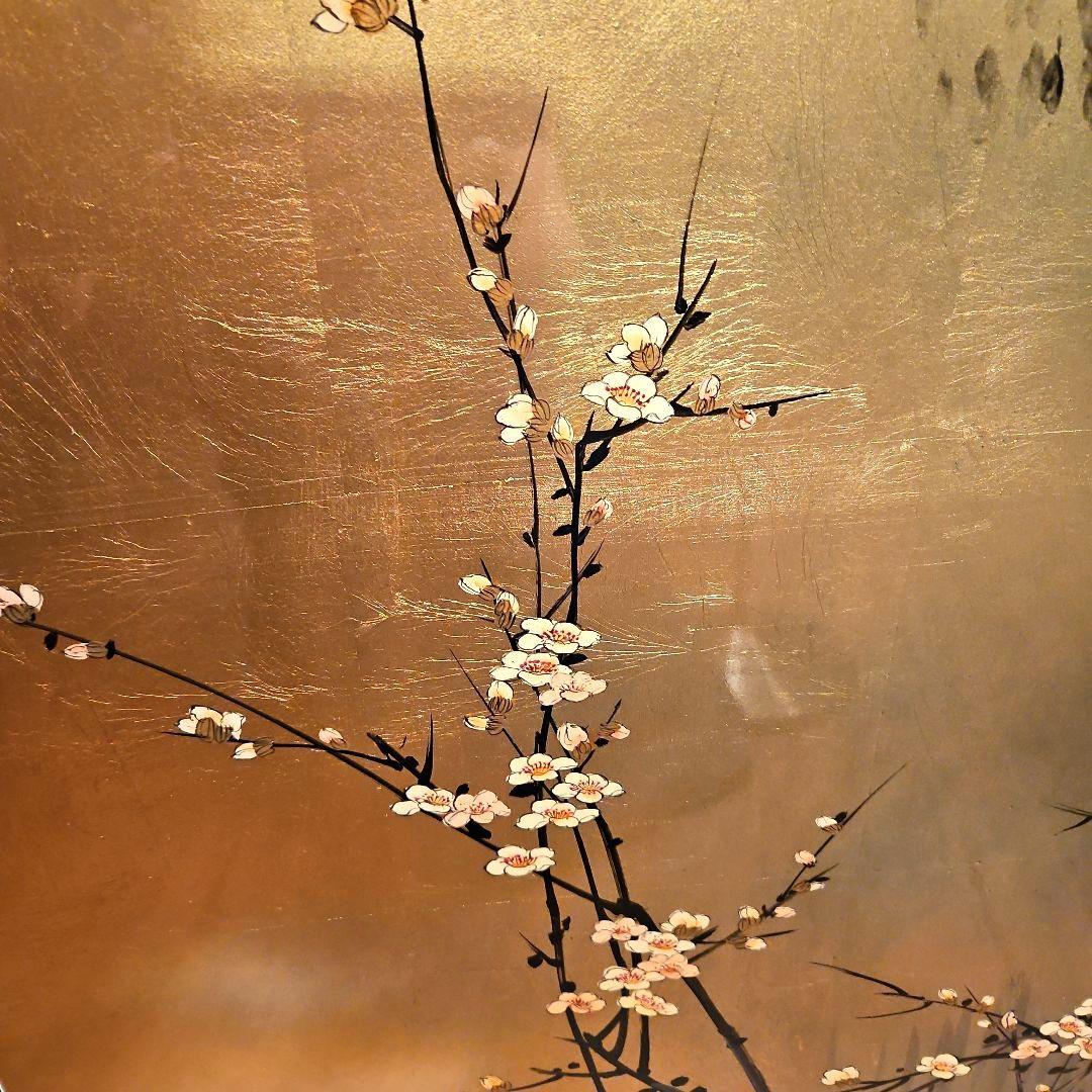 金箔 漆塗り ヴィンテージ屏風 衝立 パーテーション 縁起物 風水 金運アップ