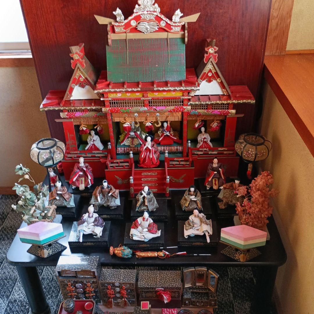 お値下げ♥雛人形 御殿飾り　伝統的な雛人形セット 昭和30年レトロ♥
