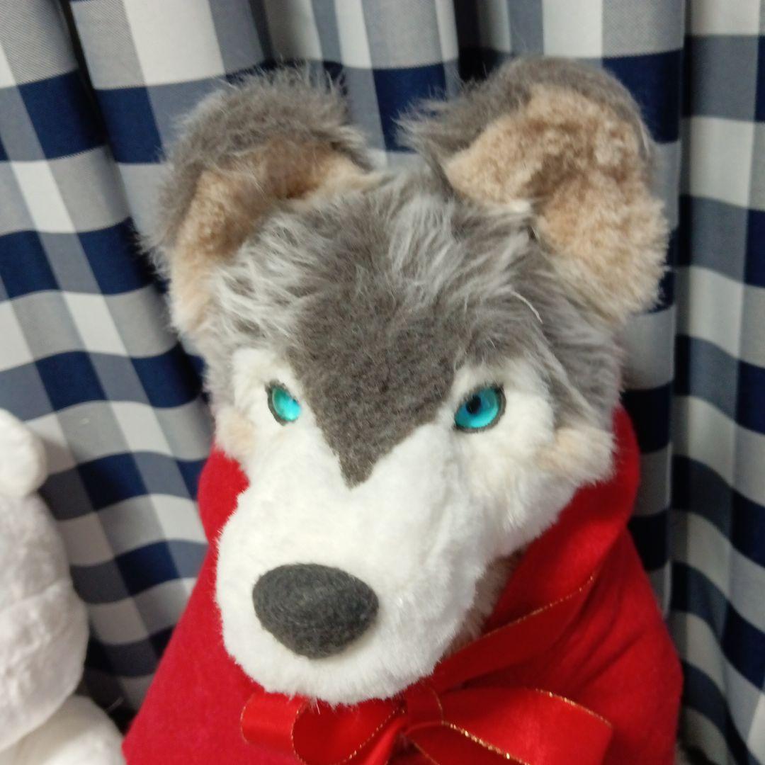 オオカミのぬいぐるみ 狼頭巾ちゃん 赤ずきんフード付き 狼 ドール リアル