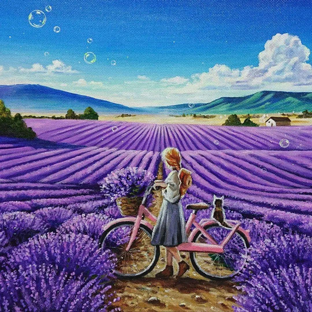 【穏やかな日】アクリル画 F4 風景画 絵画