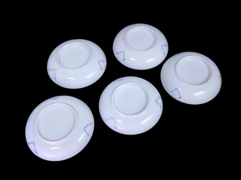 古伊万里　色絵　蝶に菊の図　４寸皿　５枚　C109AS-DAe