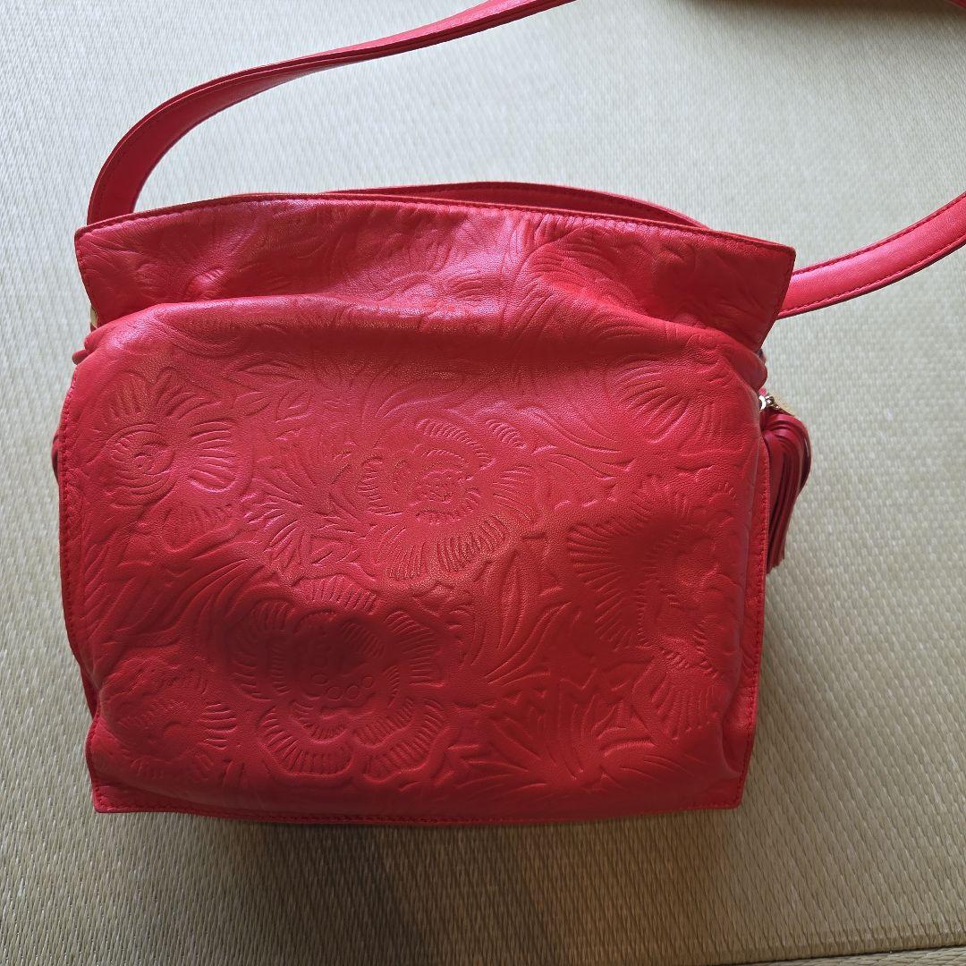 LOEWE　フラメンコ 赤 レザー ショルダーバッグ