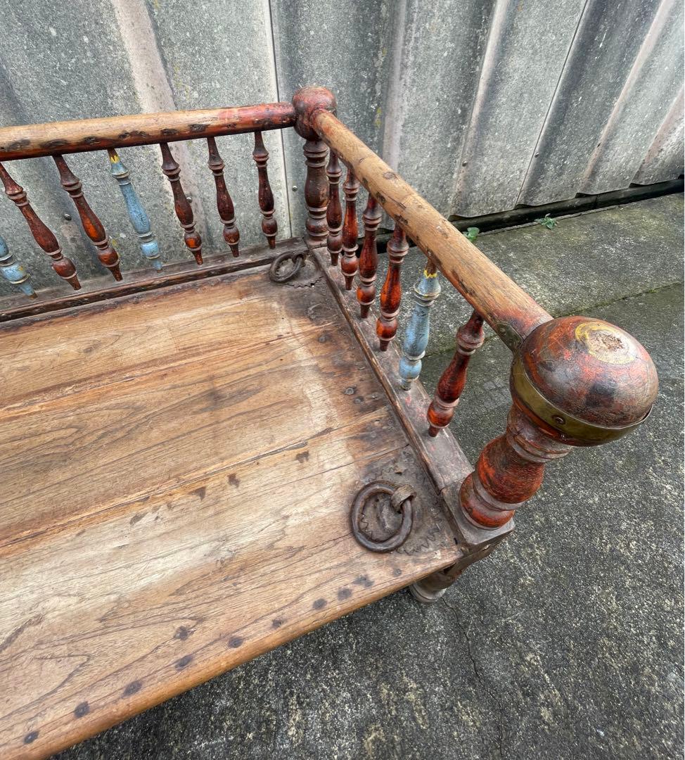 稀少/アンティーク/インド/インド家具/古材/長椅子/ベンチ/店舗什器