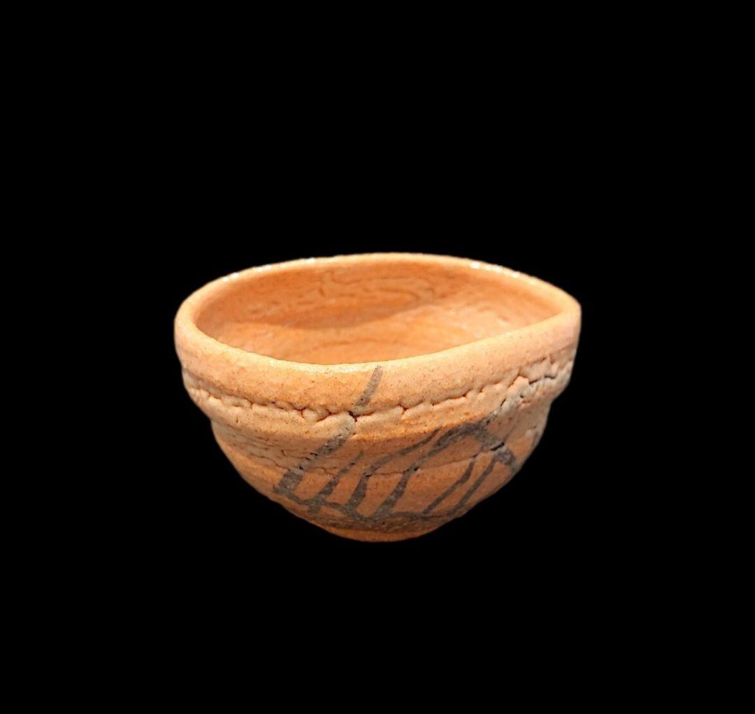 ■唐津焼 巨匠 中里重利 絵唐津沓ぐい呑 共箱、共布、栞三枚揃い 未使用品