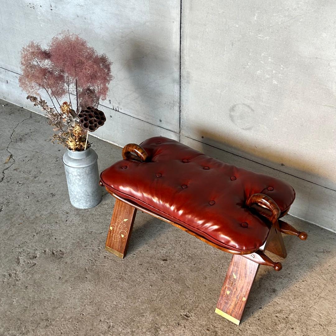 ✿美品✿ キャメルチェア　ラクダスツール ロビー エントランス 玄関 象嵌 金彩