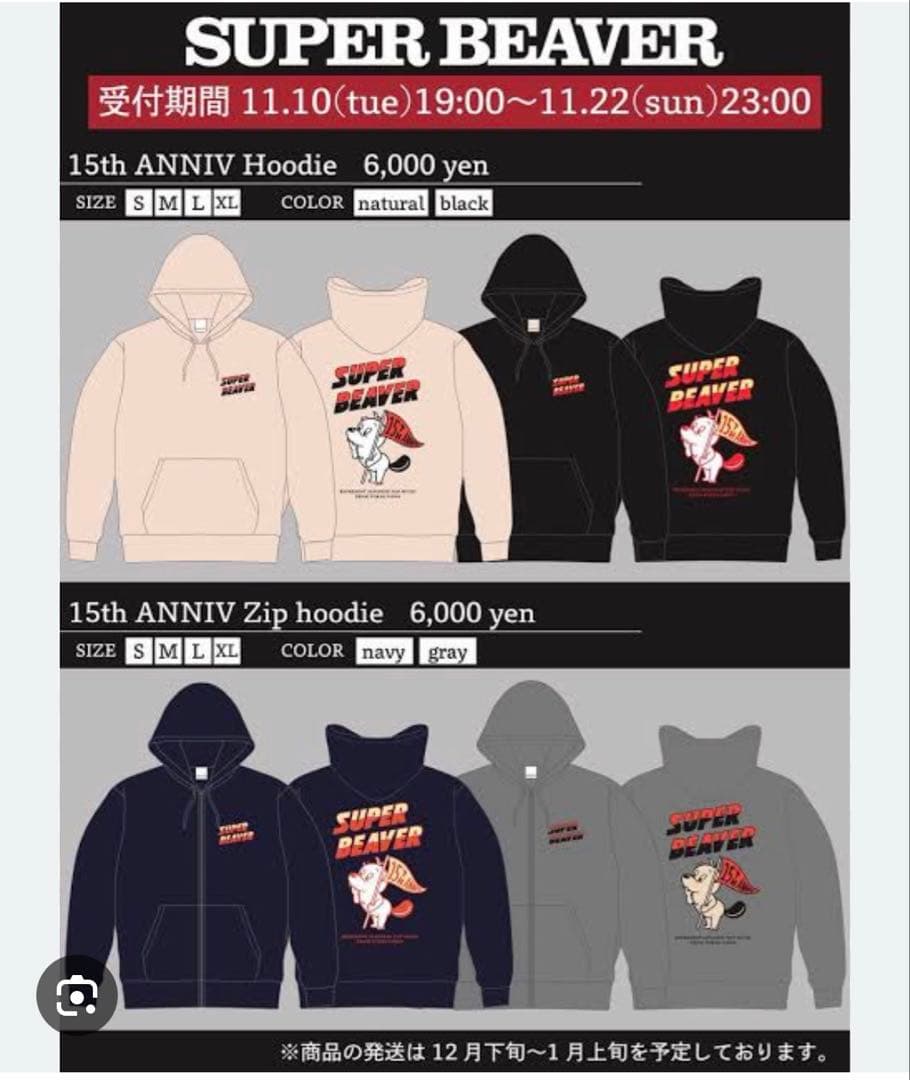 SUPER BEAVER 15周年　パーカー　サイズL スーパービーバ