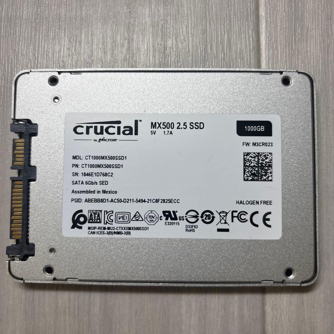 外付けハードディスク・ドライブ crucial MX500 2.5 SSD 1000GB