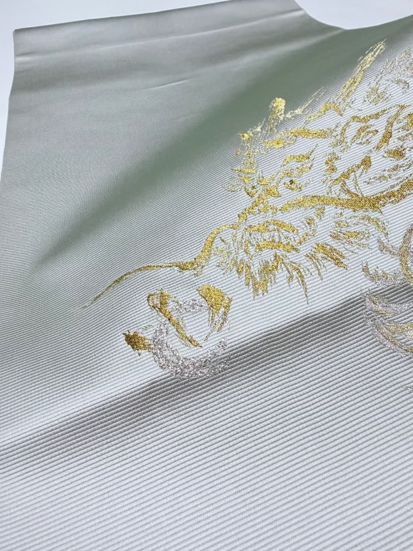 高級 袋帯 正絹 お太鼓柄 となみ織物 となみ帯 落款入 龍 ドラゴン 訪問着