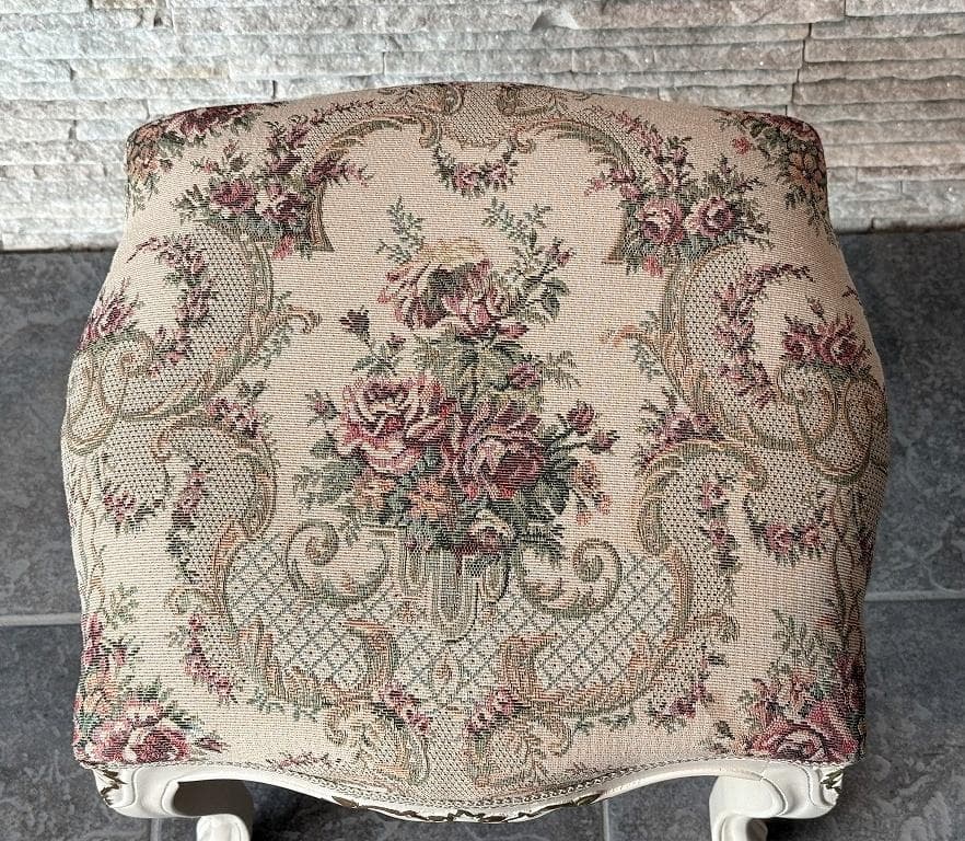 超美品　猫脚　スツール　ロココ　姫系　ファブリック　薔薇
