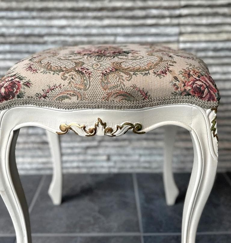 超美品　猫脚　スツール　ロココ　姫系　ファブリック　薔薇