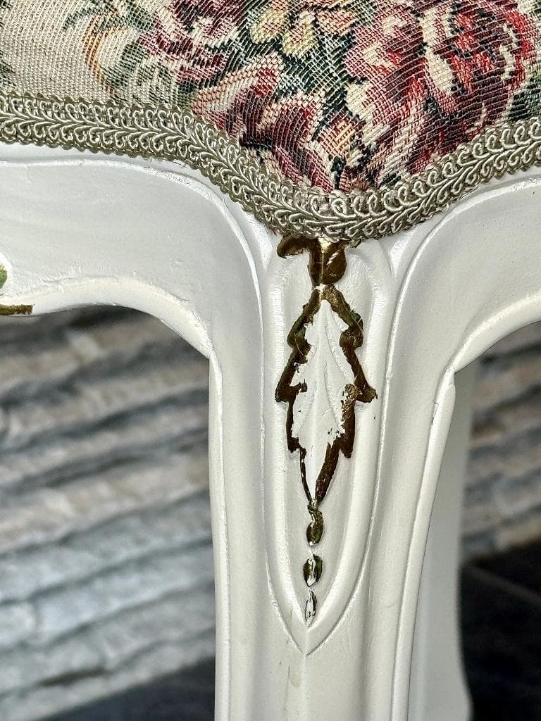 超美品　猫脚　スツール　ロココ　姫系　ファブリック　薔薇