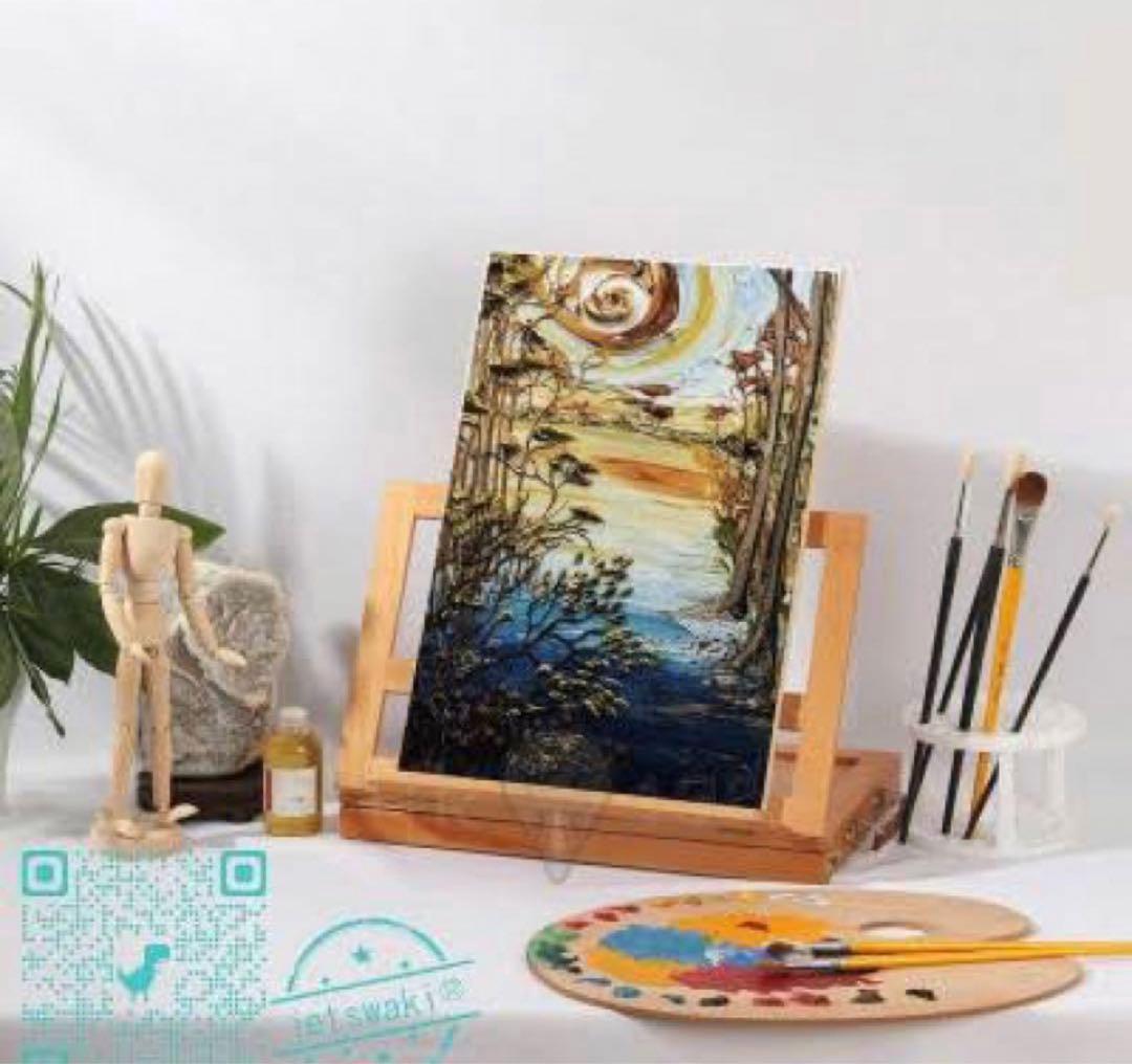 ⭐︎デスク本描き油絵⭐︎模写/F4キャンバス・台付/ゴッホ『オーヴェルの教会』