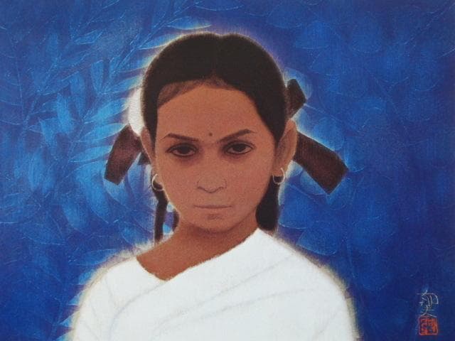 平山郁夫、【インドの少女】、希少画集画より、状態良好、新品高級額装付