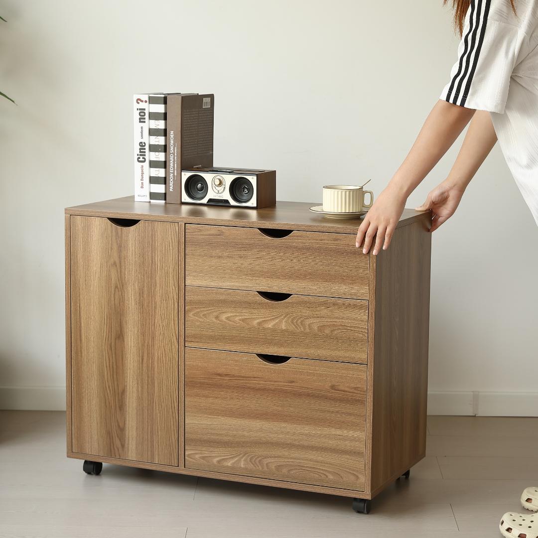 キャビネット 幅80cm 北欧風 サイドボード チェストテレビ台 BROWN