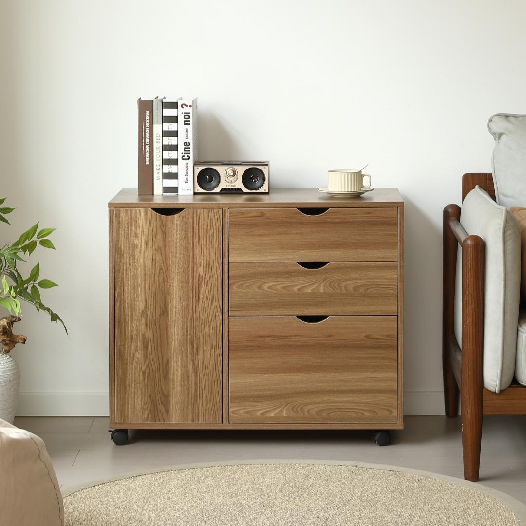 キャビネット 幅80cm 北欧風 サイドボード チェストテレビ台 BROWN