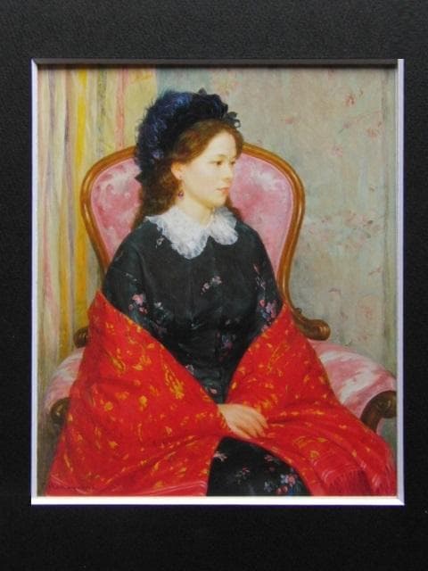 中山忠彦、緋のショール、希少な画集より、新品高級額・額装付